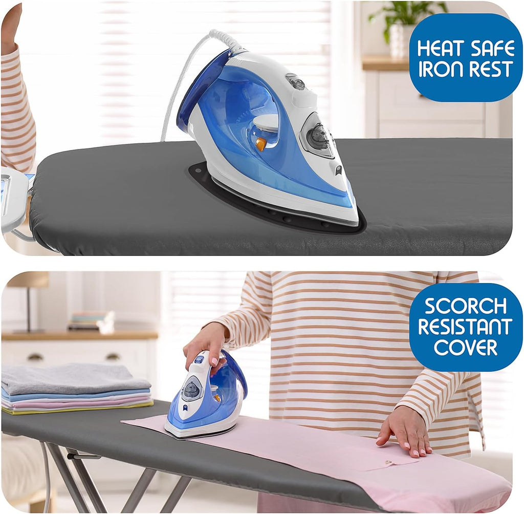 T&V Ironing Board Holder - Wall Mount & Over The Door Hanger | Heat Reflective & Stain Resistant Cover Set