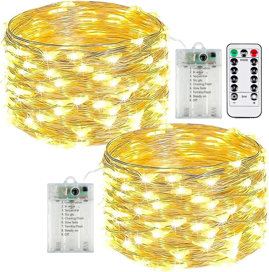 Skiennix 50 LED Fairy Lights - Battery Operated with Remote & Timer | 16 FT Warm White Twinkle String Lights for Indoor & Outdoor Décor