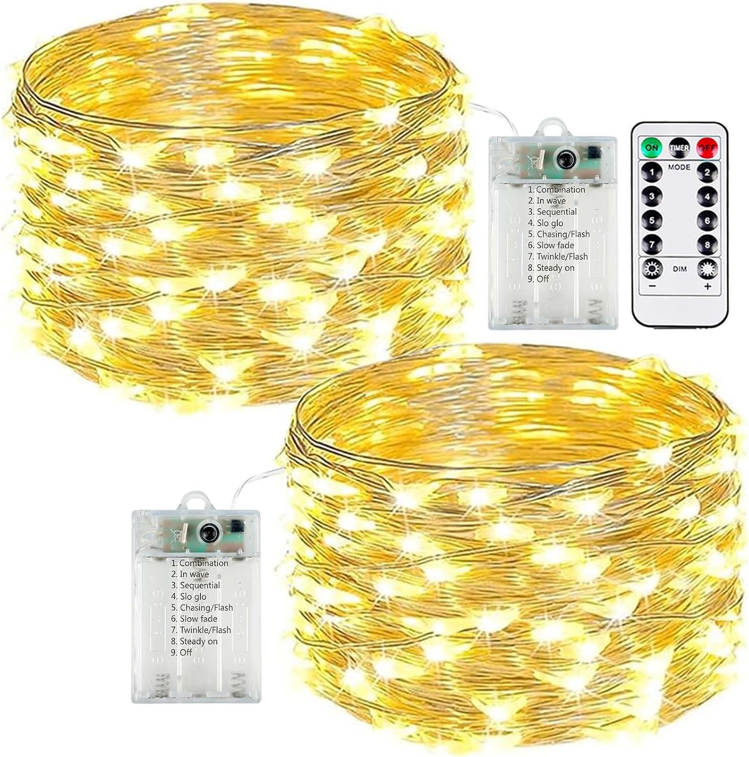 Skiennix 50 LED Fairy Lights - Battery Operated with Remote & Timer | 16 FT Warm White Twinkle String Lights for Indoor & Outdoor Décor