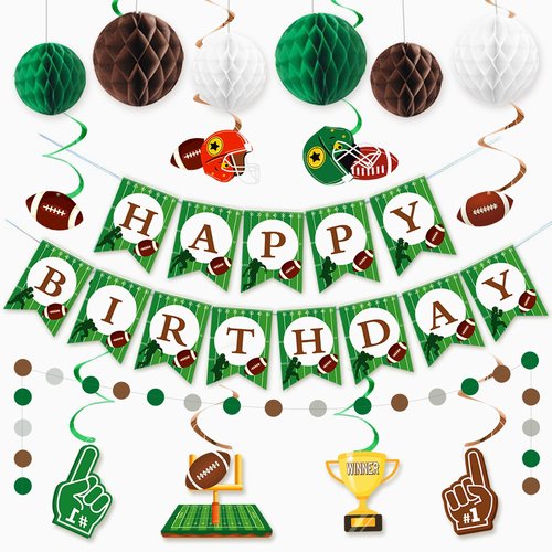 Football Party Decorations Football Hanging Swirl Decorations Football Football Birthday Banner Honeycomb Balls Circle Dots Garland for Football Season Game Day Tailgate Party Home Decor Supplies