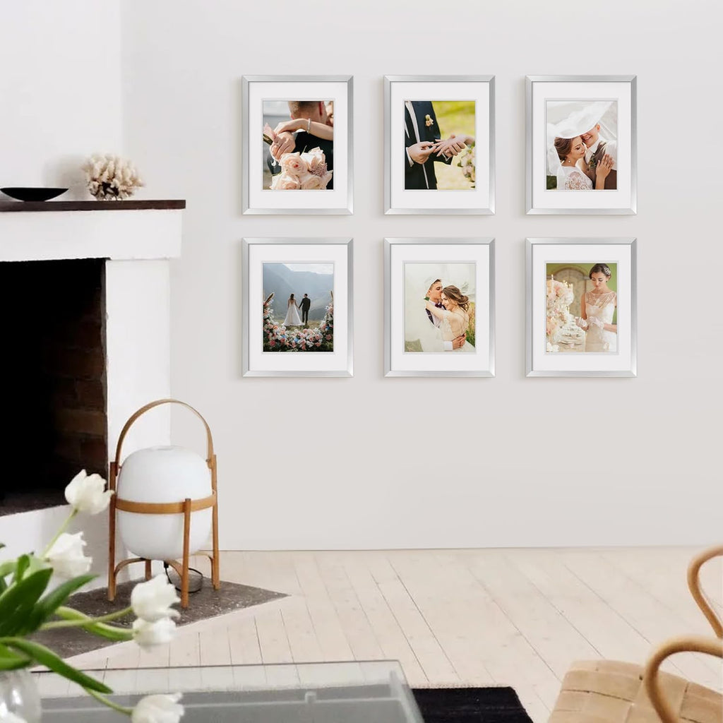 Upsimples 8x10 Picture Frame Set of 5 - Stylish Silver Frames for 5x7 or 8x10 Photos | Wall Gallery Display