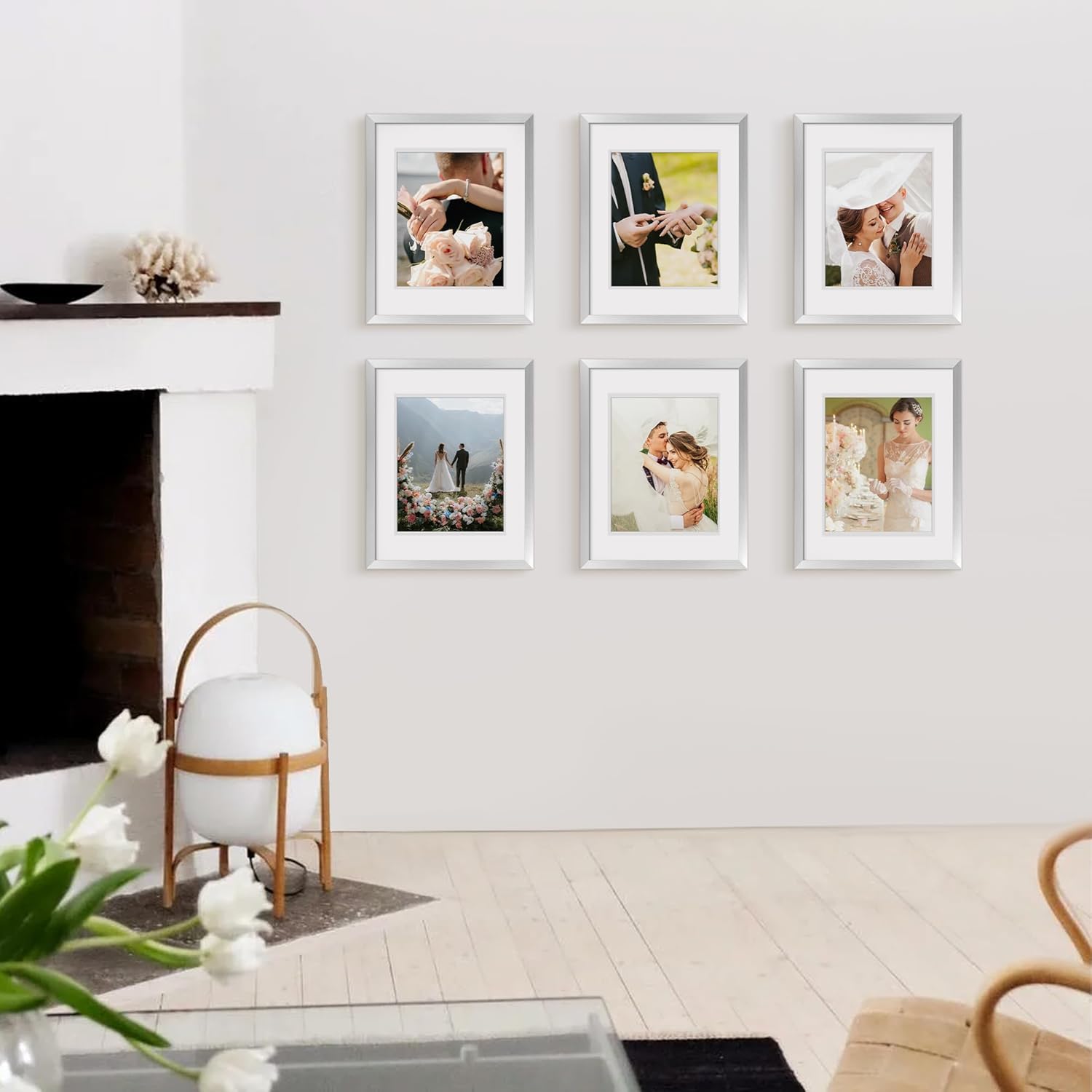 Upsimples 8x10 Picture Frame Set of 5 - Stylish Silver Frames for 5x7 or 8x10 Photos | Wall Gallery Display