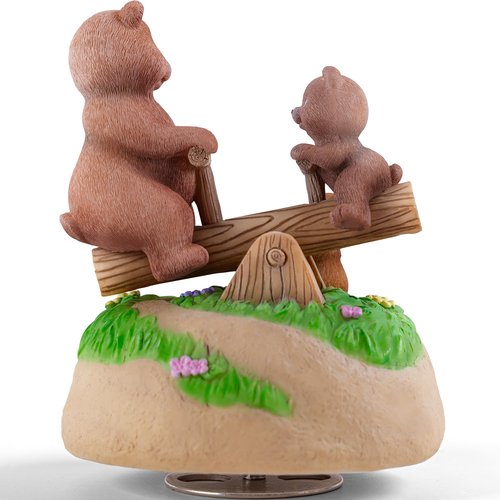 AIDLNS Bear's Sunshine Seesaw - Handcrafted Resin Bear Music Box with Rotating Base & Moving Seesaw, Plays You are My Sunshine – Collectible Figurine Gift for Kids, Family & Home Decor