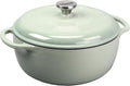 Lodge Essential Enamel Cast Iron Dutch Oven - 6 Quart Moisture-Sealing Lid & Dual Handles - Desert Sage