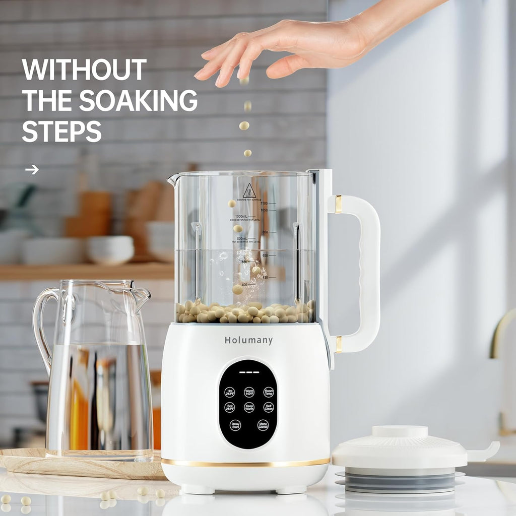 35oz Nut Milk Maker Machine - 8-in-1 Auto Programs for Almond, Oat, Soy Milk, with 18H Delay Start | 60s Self-Clean | Quiet Operation