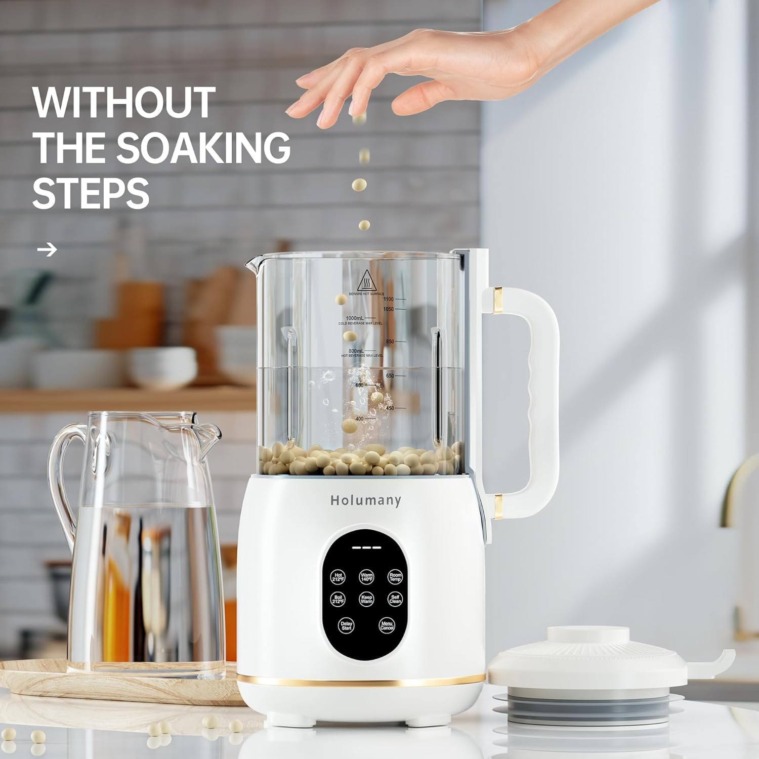 35oz Nut Milk Maker Machine - 8-in-1 Auto Programs for Almond, Oat, Soy Milk, with 18H Delay Start | 60s Self-Clean | Quiet Operation