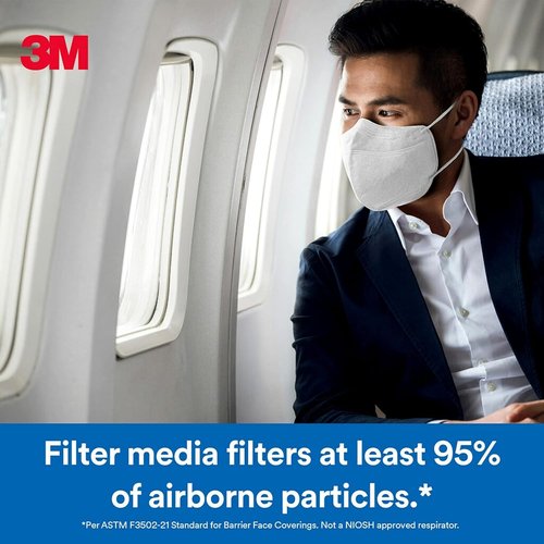 3M Filtering Barrier Face Covering, Soft, Breathable Materials for Added Comfort, Convenient and Disposable, One Size, 20-Pack