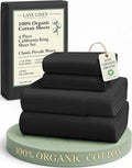 Lane Linen 100% Organic Cotton California King Sheets Set - Ultra Soft, Breathable 4-Piece Bedding in Black