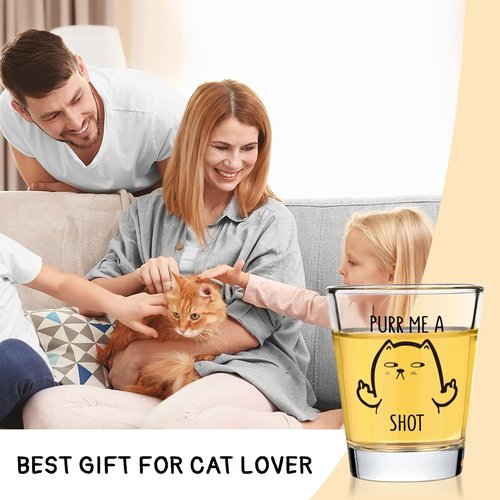 Futtumy Purr Me a Shot Glass, 2 OZ Cat Shot Glass, Funny Cat Gifts for Cats Lovers Men Women Cowoker Family Friend, Unique Present Idea Pet Lover BirthdayChristmas Gifts