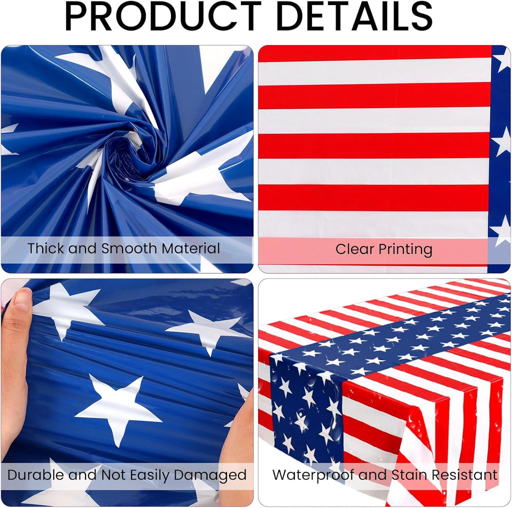 Regine Switzerland Patriotic Tablecloths - Disposable Plastic Covers for Rectangle Tables | 108 x 54 Inch, Perfect for 4th of July Celebrations