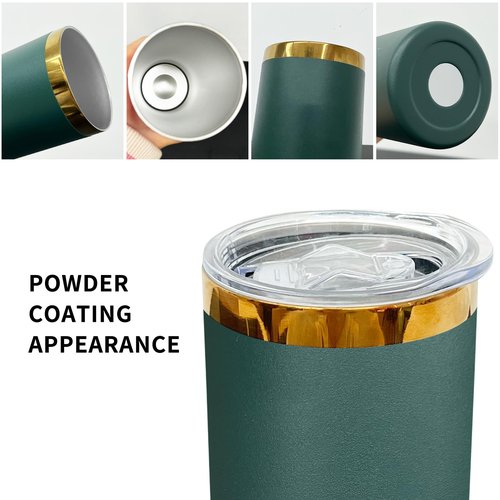 FunTrans 20 oz Skinny Tumblers Stainless Steel Tumbler with Lid and Straw Double Wall Vacuum Insulated Coffee Mug 20oz Powder Coated Cup for Hot and Cold Drinks(Green,8 pack)