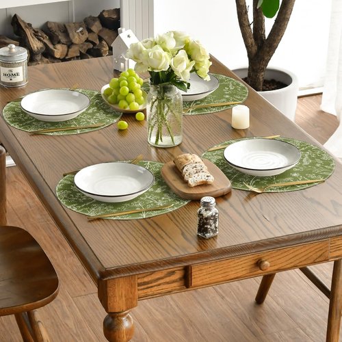 Artoid Mode Antique Herbs and Wild Flowers Spring Round Placemats Set of 4, 14 Inch Summer Round Table Mats for Dining Decoration