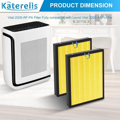 Katerelis 2-Pack Vital 200S Replacement Filter - 3-in-1 Compatible with LEVOIT Vital 200S | Includes Cleaning Brush