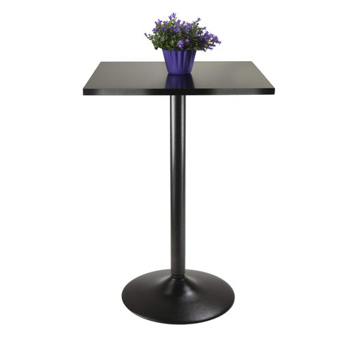 Winsome Obsidian Tall Square Dining Table, for Kitchen, Dining Room, 35", Black