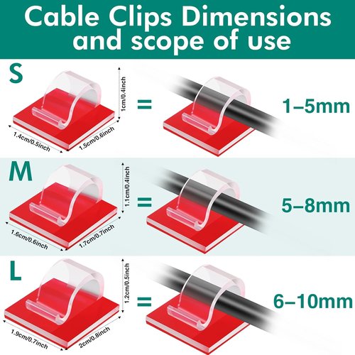 Namalu Mini Cable Clips - 60 Self-Adhesive Hooks for Christmas Lights | Clear, Small Size