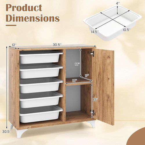 Giantex Buffet Cabinet - Stylish Sideboard with 5 Removable Drawers & Door | Wooden Storage Organizer for Kitchen & Living Room