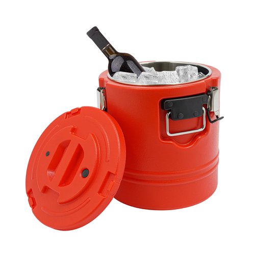 15L Portable Commercial Food Warmer, Insulated Bucket, Insulated Soup Container, Insulated Soup Carrier, Commercial Soup Containers with Lids for Kitchens, Parties (Red)
