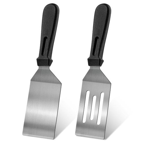 2Pcs Stainless Steel Spatula Set,Spatula for Cast Iron Skillet,Metal Spatula for Cooking with Heat Resistant Handle,Metal Spatulas for kitchen use for Pancakes,Frying steak Burger and Desserts