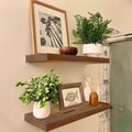 IAE Walnut Floating Wall Shelves 16 inch, Bathroom Shelves Wall Mounted,Invisible Shelf Floating Kitchen Shelves,Wooden Wall Shelving with Brackets for Living Room Wall Mounted,Easy Install,Set of 2