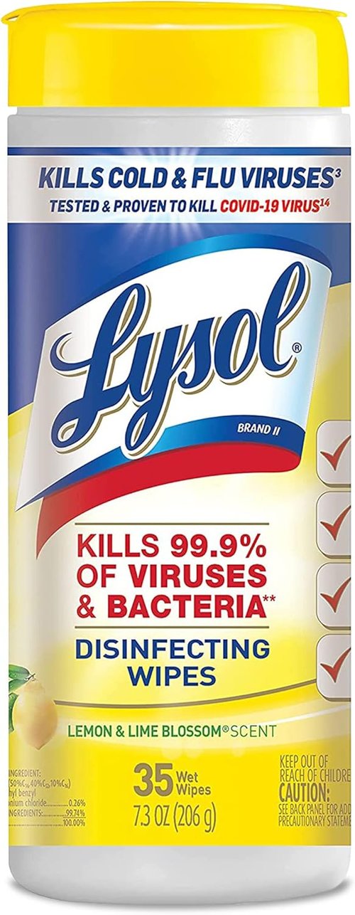 Lysol Disinfectant Wipes - Multi-Surface Antibacterial Cleaning Wipes | Lemon & Lime Blossom, 105 Count