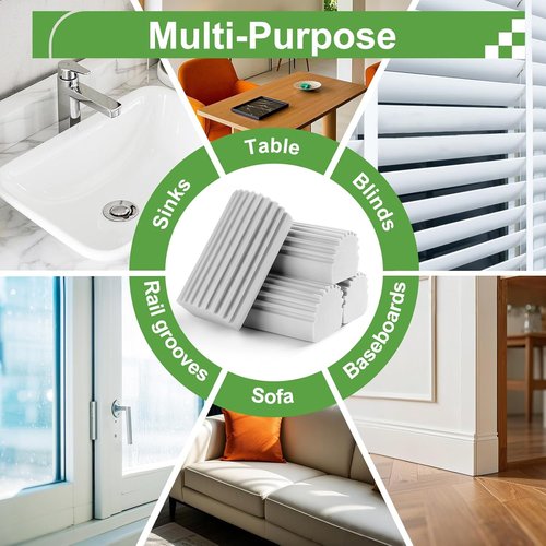 Jeymei Damp Dusting Sponge Set - 4-Pack Gray Reusable Sponges for Baseboards & Window Tracks