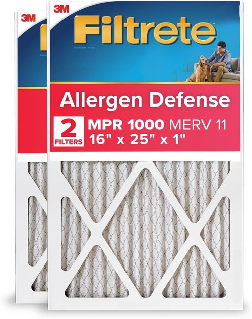 Filtrete 16x25x1 Air Filter - MERV 11 Micro Allergen Defense | 2-Pack Pleated HVAC Filters (Actual Size: 15.72 x 24.72 x 0.84 in)