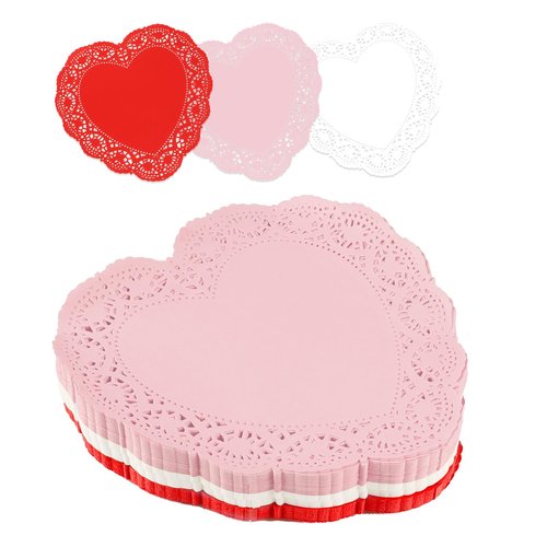 WYTAOHZL 300 Pieces Heart Paper Doilies 10 Inch Valentine's Heart Shaped Doilies for Food Cakes Desserts
