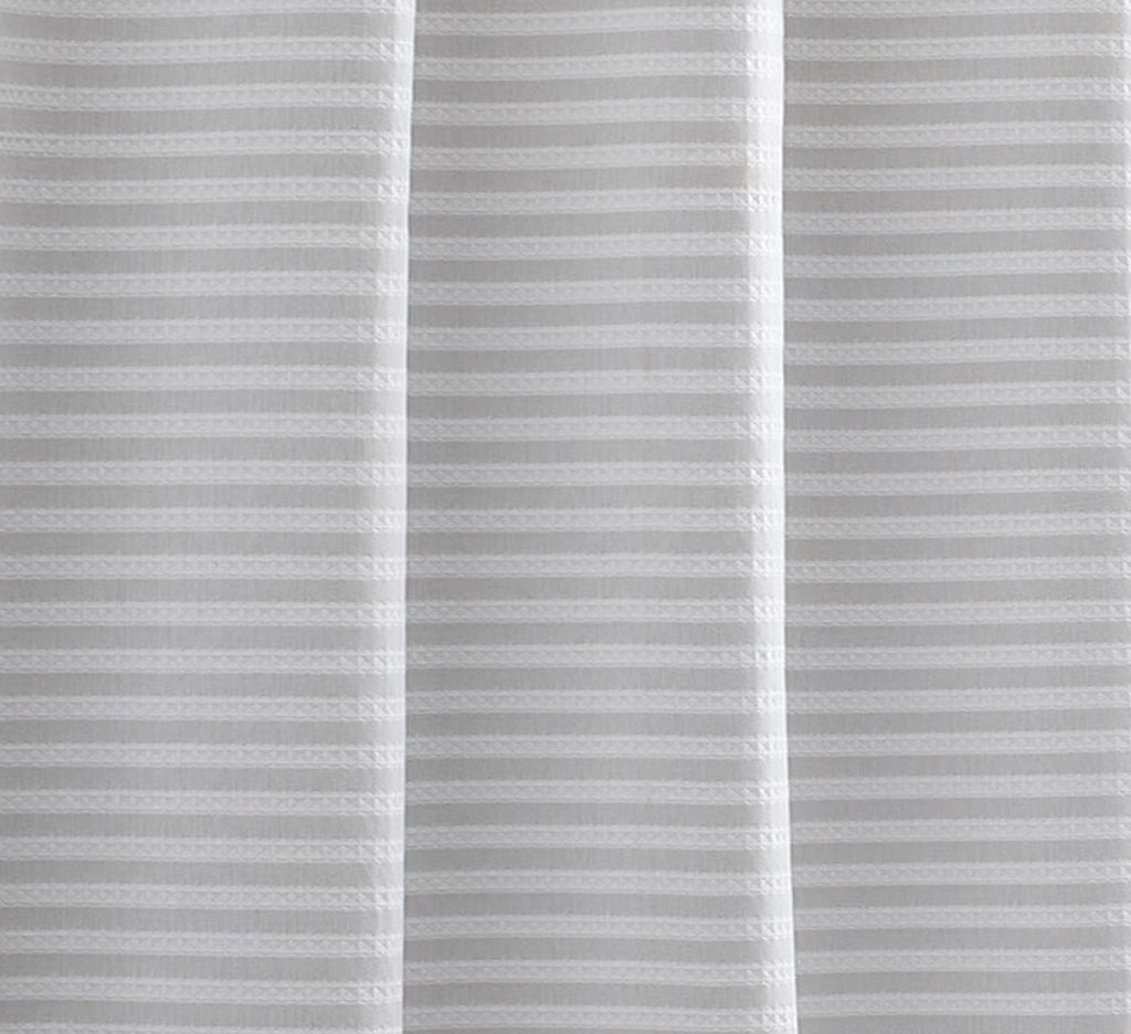 Vera Wang - Fabric Shower Curtain, Cotton Bathroom Decor with Hook Holes Top (Seersucker White, 70" x 72")