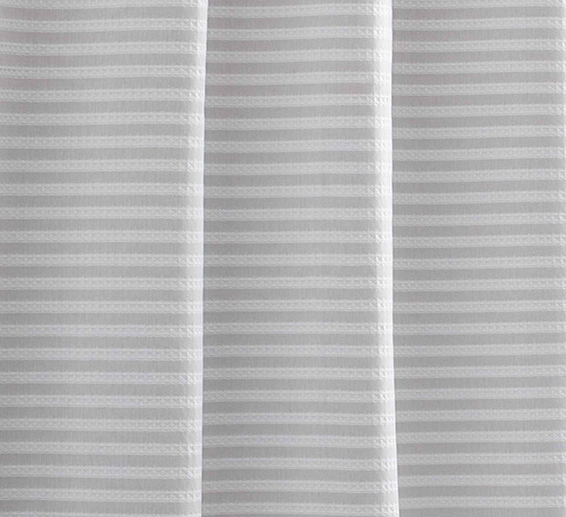 Vera Wang - Fabric Shower Curtain, Cotton Bathroom Decor with Hook Holes Top (Seersucker White, 70" x 72")
