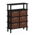 FURINNO Frans Turn-N-Tube Console Table, Black Oak/Black/Brown