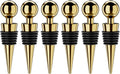 Wine Stoppers for Wine Bottles 6Pcs Vacuum Wine Bottle Stopper with Silicone Reusable Wine Corks, Leak proof Keep Fresh Suitable for Standard (Gold, 6 Pack)