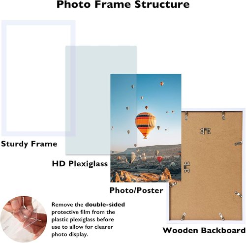 JCJMY 13x22 Picture Frame - White Wall Gallery Frame for Horizontal & Vertical Photos