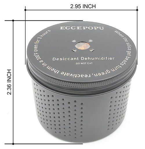 ECCEPOPU Gun Safe Dehumidifier 200g - Silica Gel Desiccant Canister, Moisture Absorber for Gun Cabinets & Safes, Protect 80 Cubic Feet, Black, Aluminum Shell