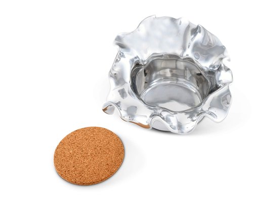Arthur Court Carmel Pattern Wine Coaster/Holder Modern Artisan Metal 7 inch Diameter 3 inch Tall