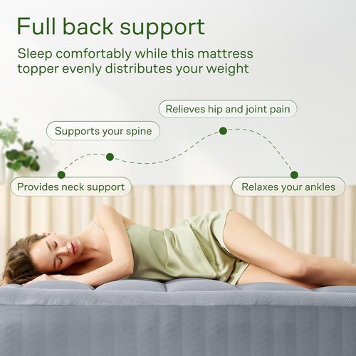Niagara Ultra Soft Full XL Mattress Topper - Bamboo Viscose Pillow Top for Back Pain Relief | Naturally Cooling, Gray