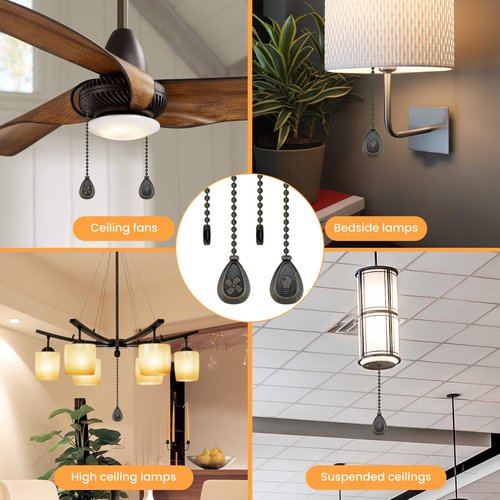 MARRTEUM Ceiling Fan Pull Chain Extender, 4 Pcs 12 Inches Long Ceiling Fan Pull Chain Extension Pendant Ornament Set with Connector for Ceiling Fan and Light Lamp Decoration (Antique Bronze)