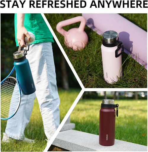 BJPKPK 40oz Insulated Water Bottle - BPA Free Stainless Steel Travel Flask | Dark Green
