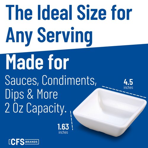 Carlisle FoodService Products Ramekins Sauce Bowl, Square Bowl for Catering, Kitchen, Restaurant, Plastic, 2 Ounces, White, (Pack of 48)