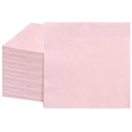 NatNarr 120 Pcs Cocktail Napkins Pink Mothers Day Napkins Disposable Light Pink Dessert Beverage Party Napkin for Girls Birthday, Bridal Baby Shower, Mothers Day, 5 x 5 Inch