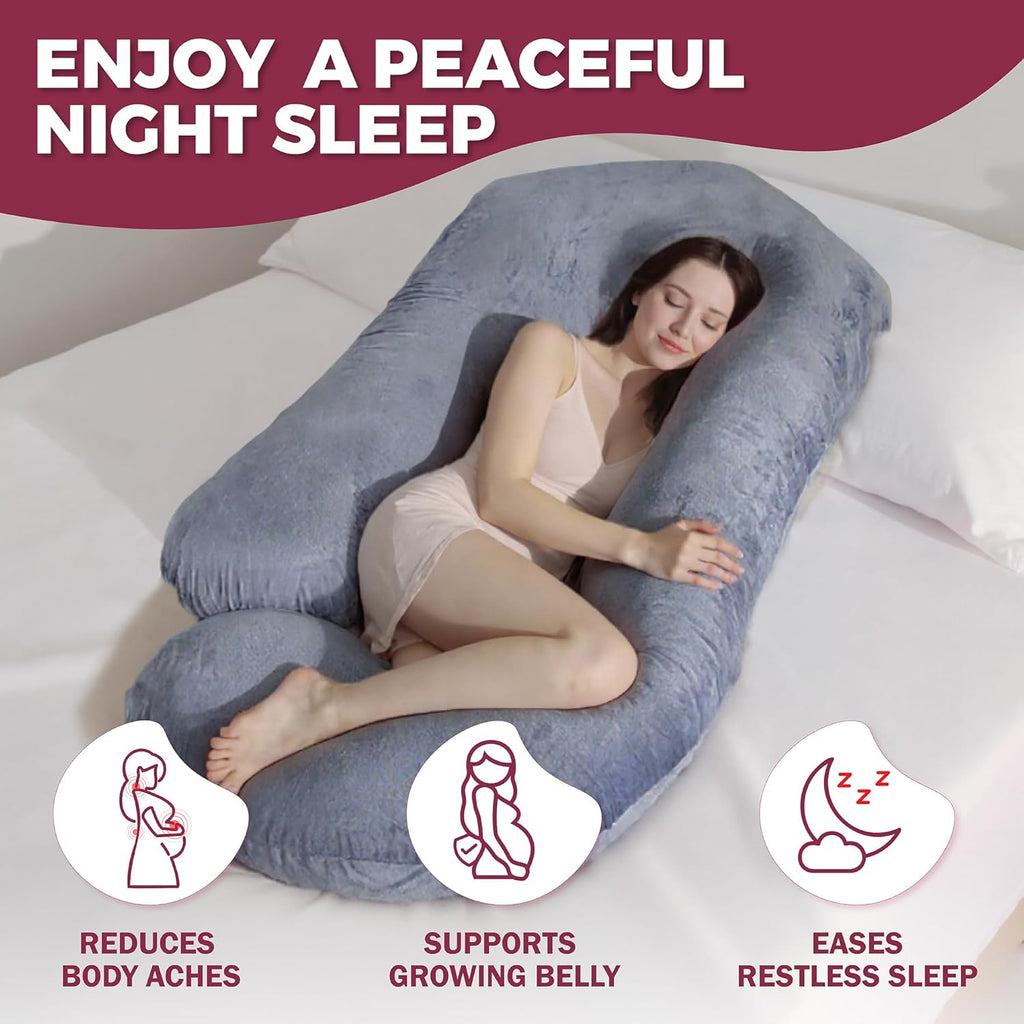 PILLANI Pregnancy Pillow - 57-Inch Maternity Support for Back, Belly, Neck & Hips | Removable Washable Cover