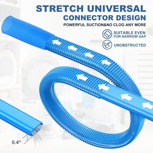 PetOde Dryer Vent Cleaner Kit, Flexible Dryer Lint Vacuum Attachment Compatible with Most Vacuum Cleaner, Blue