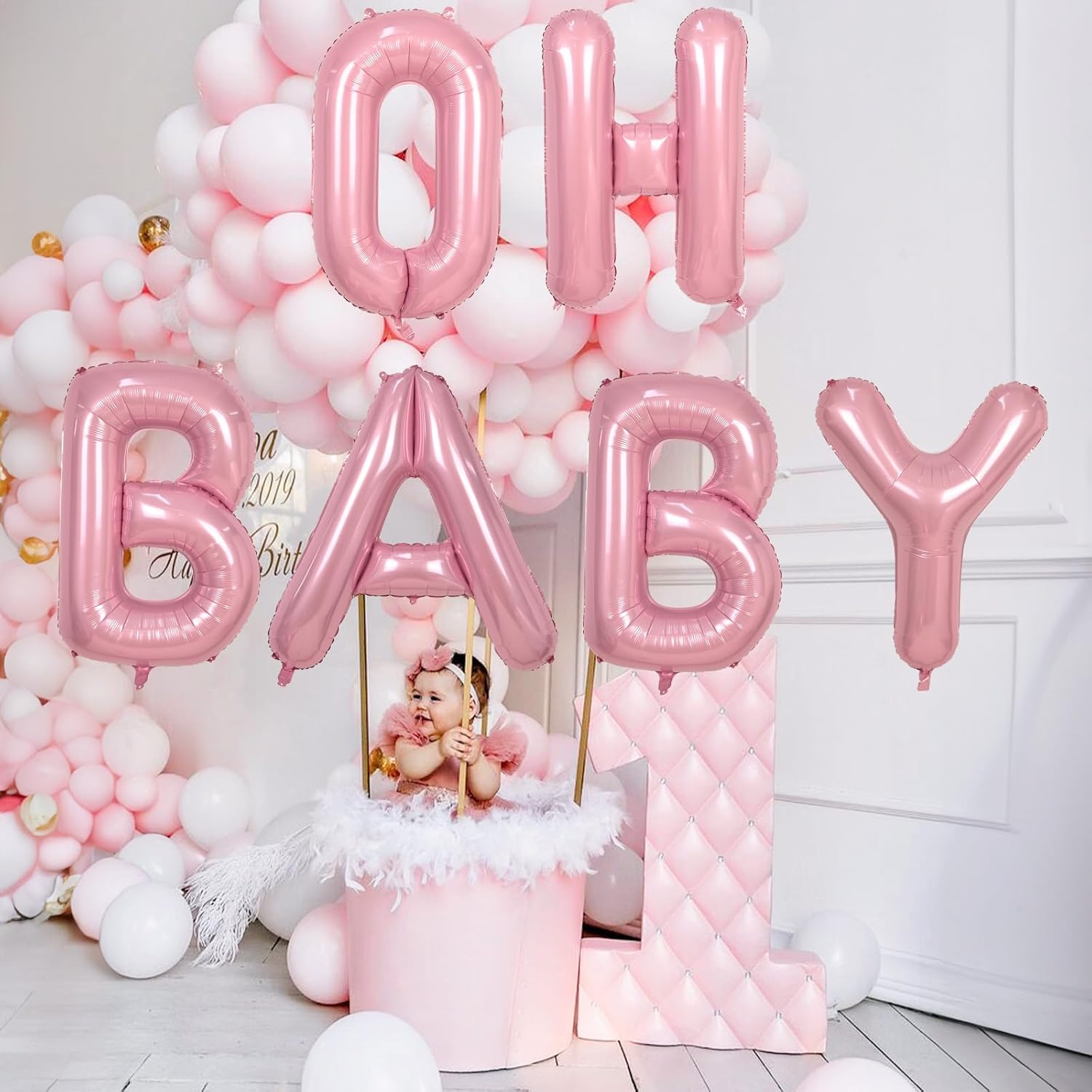 Pastel Pink Balloon Letter J - Large 40 Inch Mylar Foil Alphabet J for Girls' Birthday Party Decor