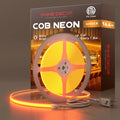 Shine Decor COB LED Rope Light AC 120V, 800lm Ultra Bright, IP65 Waterproof Cold-Resistant ETL Neon Strip, No Driver Tape Lighting for Home Commercial 10x4.5mm, Amber, 16.4ft