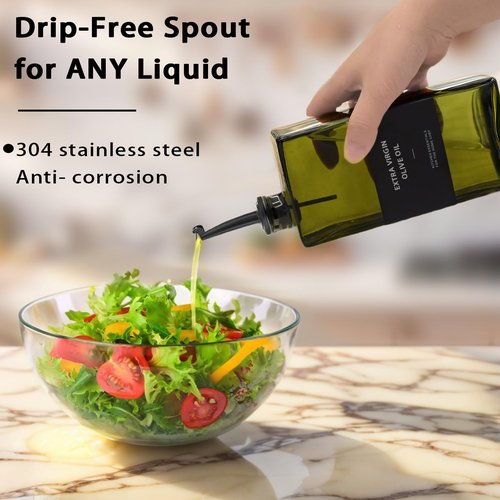 Gelury Olive Oil Dispenser Bottle for Kitchen 16.9oz, UV-Blocking Oil and Vinegar Dispenser Set, Soy Sauce Dispenser, Space Saving Design for Countertop (Green, 2pcs)