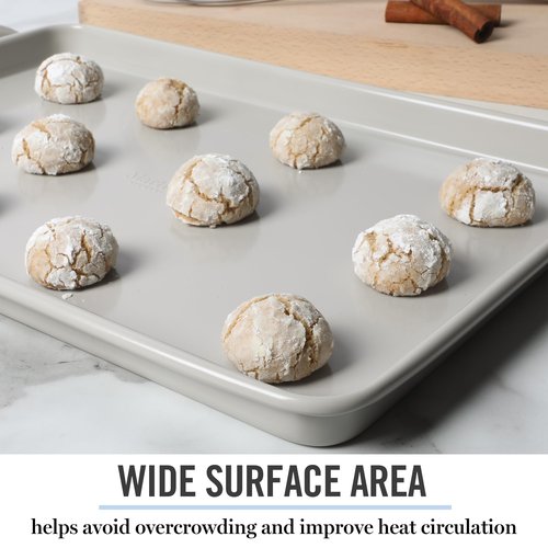Martha Stewart Gallen 15 x 10 Inch Nonstick Carbon Steel Cookie Sheet – Cool Grey, Durable Bakeware for Even Baking and Easy Cleanup