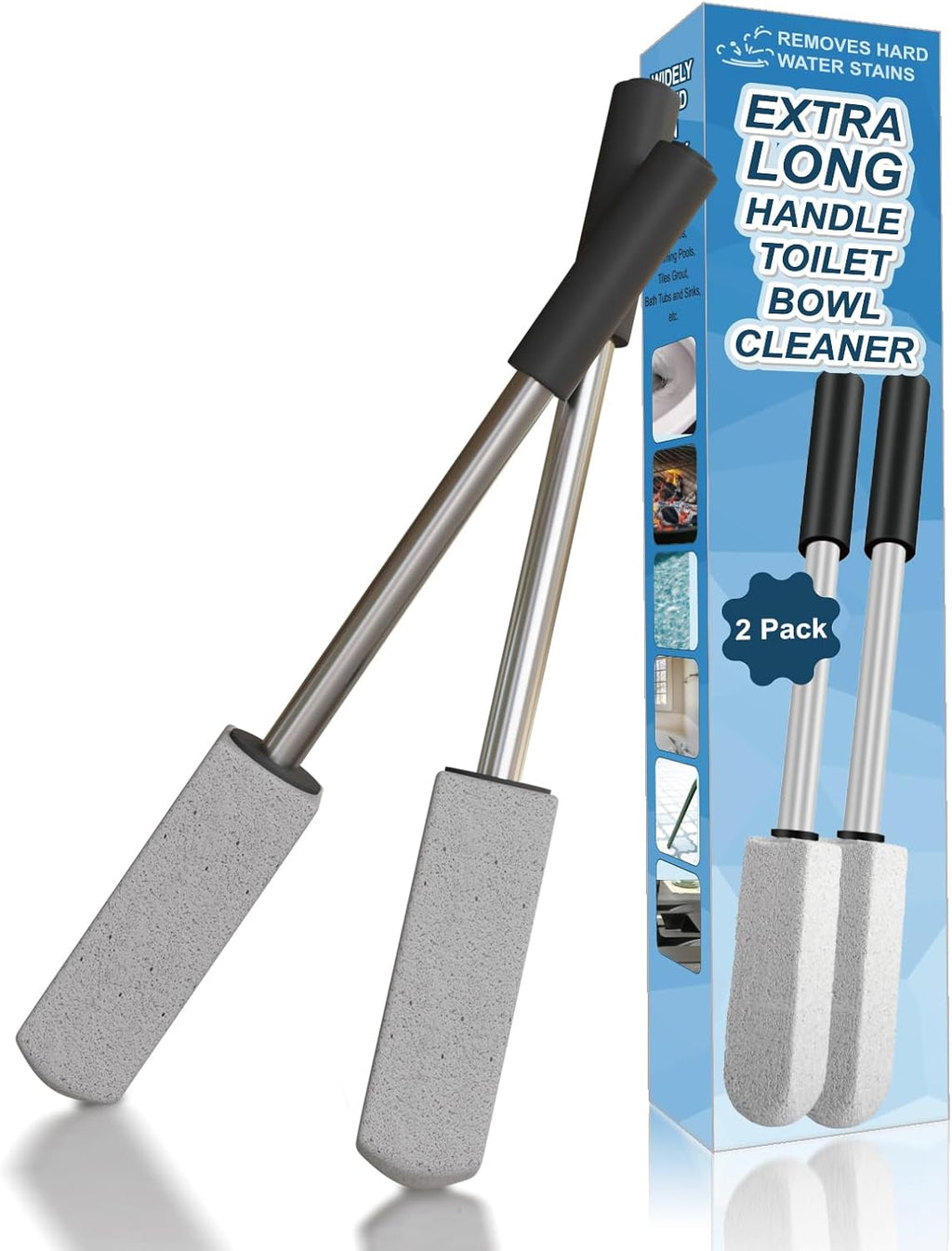 Skiennix Pumice Stone Set - Extra Long Handle Toilet Cleaner Brush | 2 Pack for Effective Cleaning