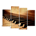 LevvArts - 4 Panels Piano Wall Art Canvas Sepia Brown Music Room Decor Piano Keys Pictures Prints Framed Ready to Hang