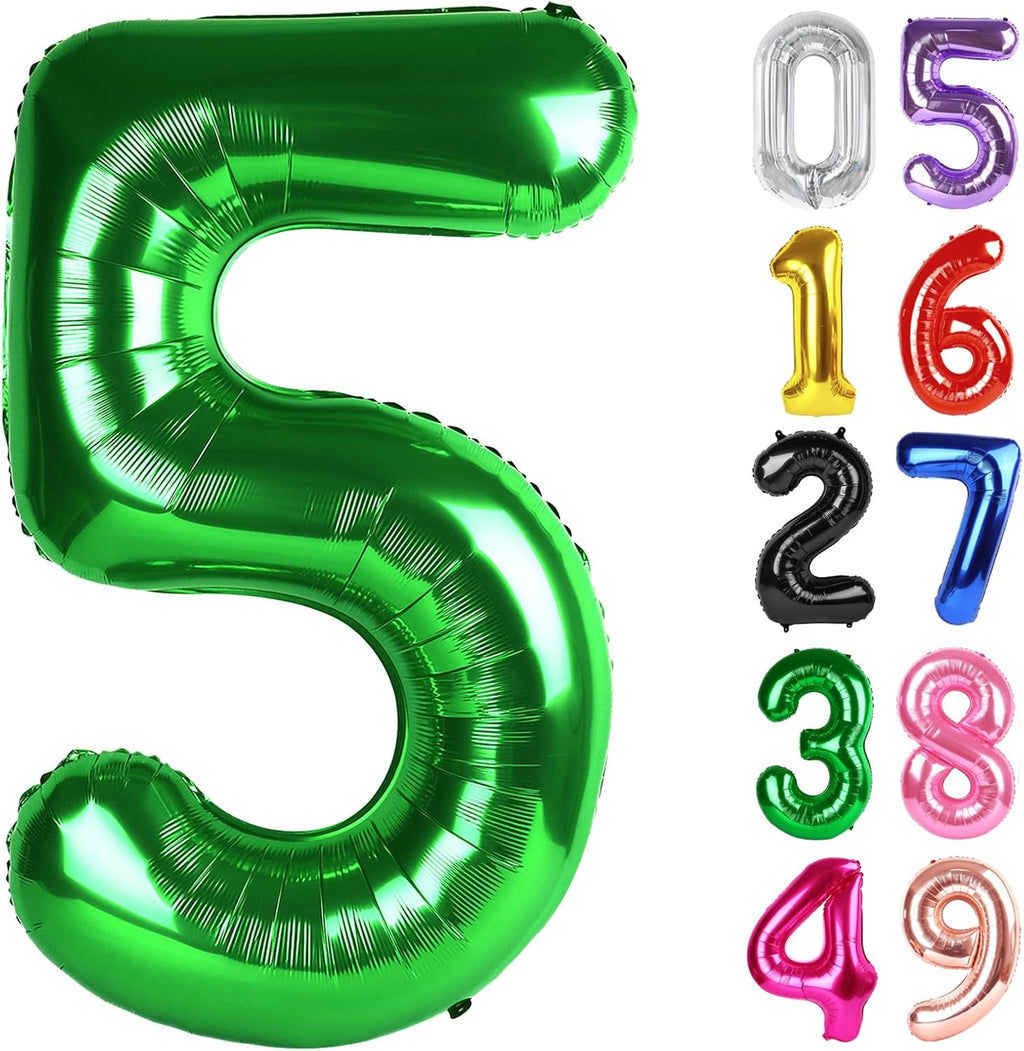 Number 5 Balloon by [Brand Name] - 40 Inch Dark Green Giant Foil Balloon for 5th Birthday Party Decorations