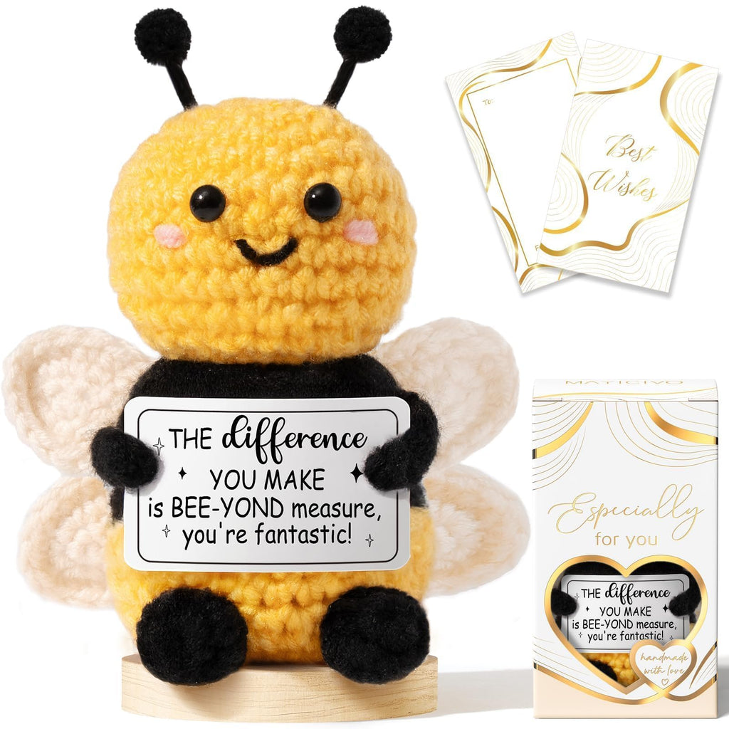 Thank You Gifts for Women Emotional Support Crochet Plush, Administrative Professional Day Gifts Easter Basket, Handmade Bee Crochet Employee Appreciation Gift Set for Teachers Women Coworkers Nurses