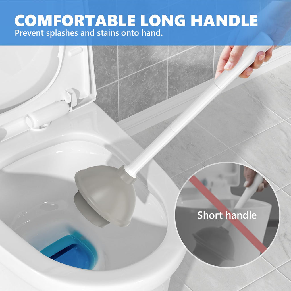 Toilet Plunger with Holder, Plungers for Bathroom Heavy Duty for 5.7-inch Toilet Drain, Toilet Plunger and Holder Combo for Bathroom Cleaning